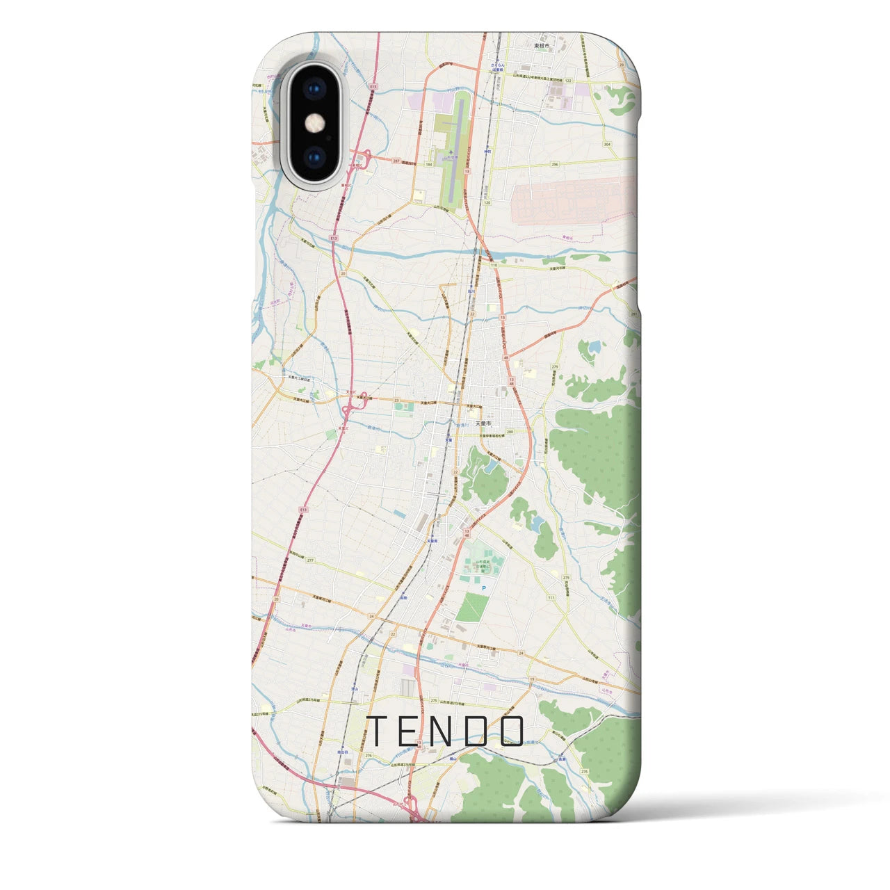 【天童(山形県)】地図柄iPhoneケース(バックカバータイプ)