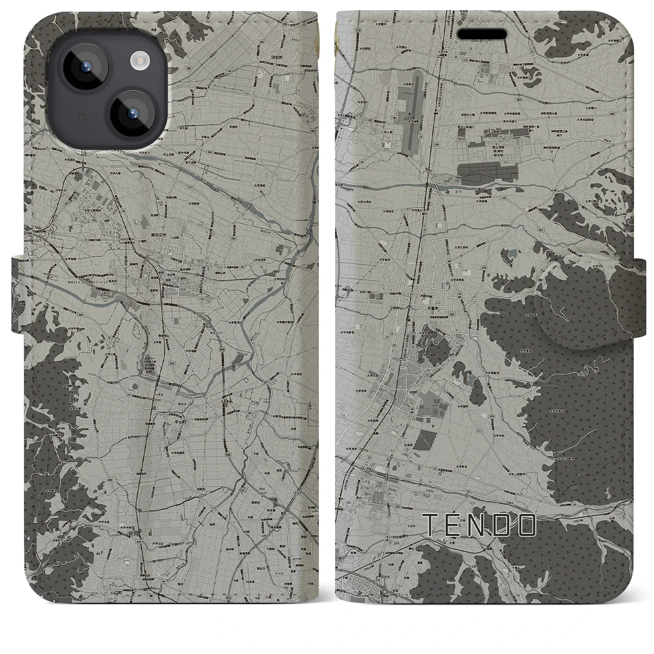 【天童(山形県)】地図柄iPhoneケース(手帳タイプ)