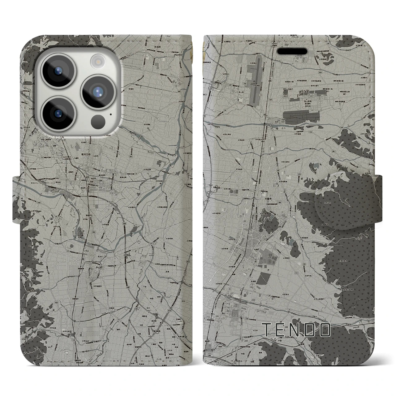 【天童(山形県)】地図柄iPhoneケース(手帳タイプ)