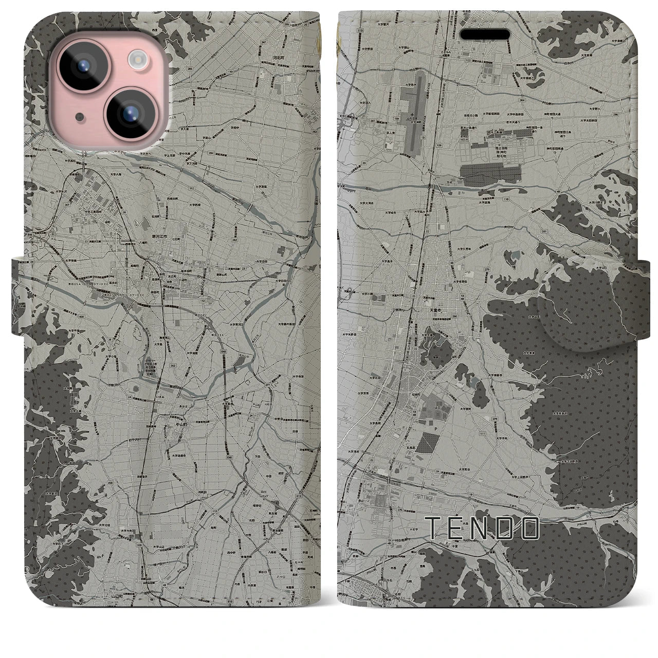 【天童(山形県)】地図柄iPhoneケース(手帳タイプ)