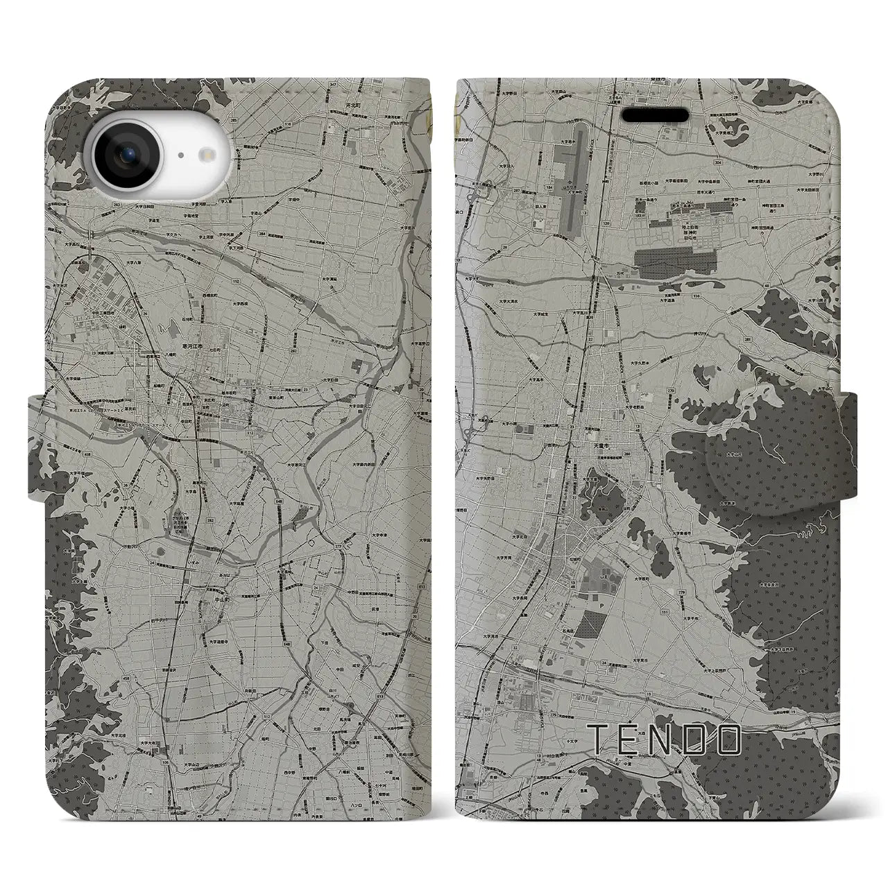 【天童(山形県)】地図柄iPhoneケース(手帳タイプ)