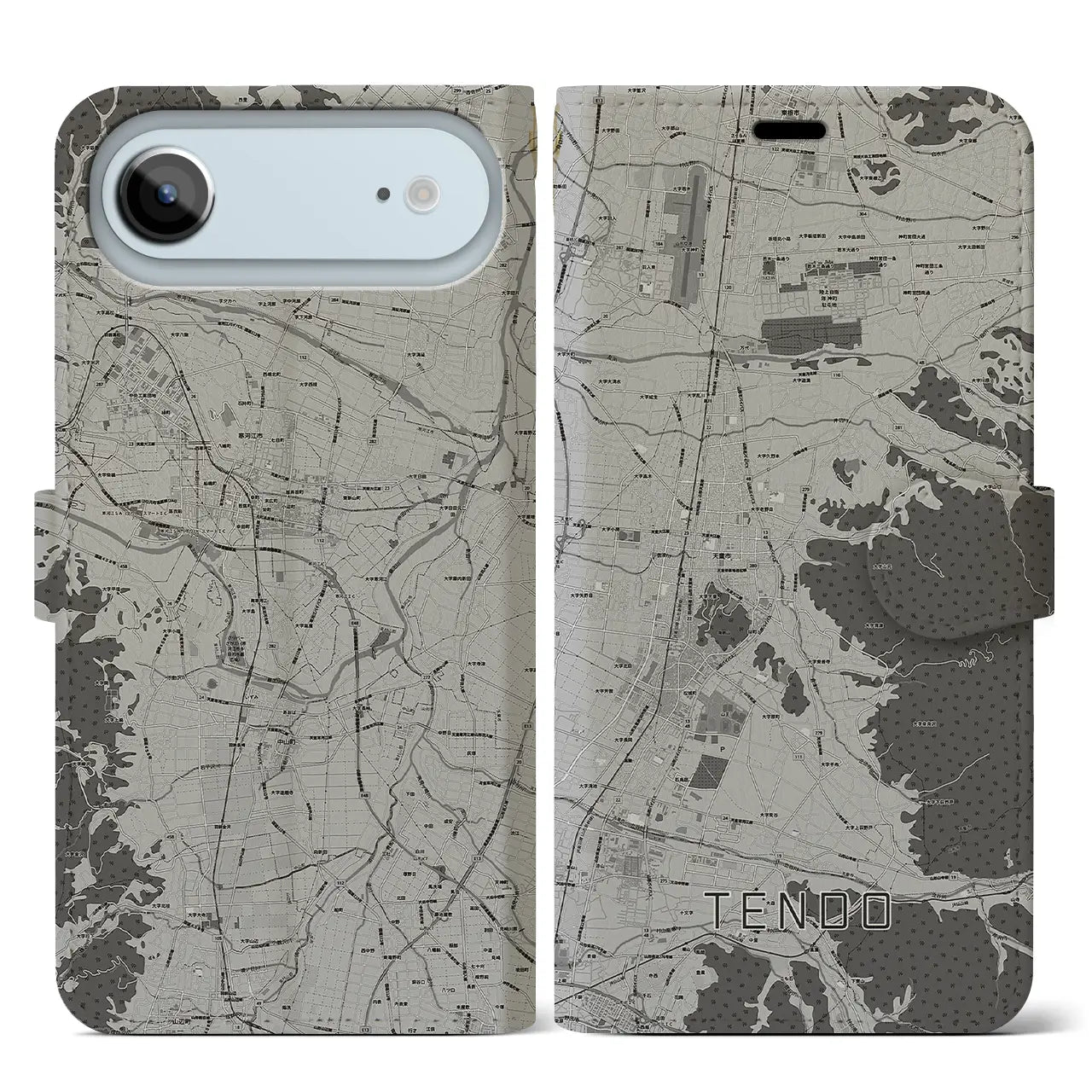 【天童(山形県)】地図柄iPhoneケース(手帳タイプ)