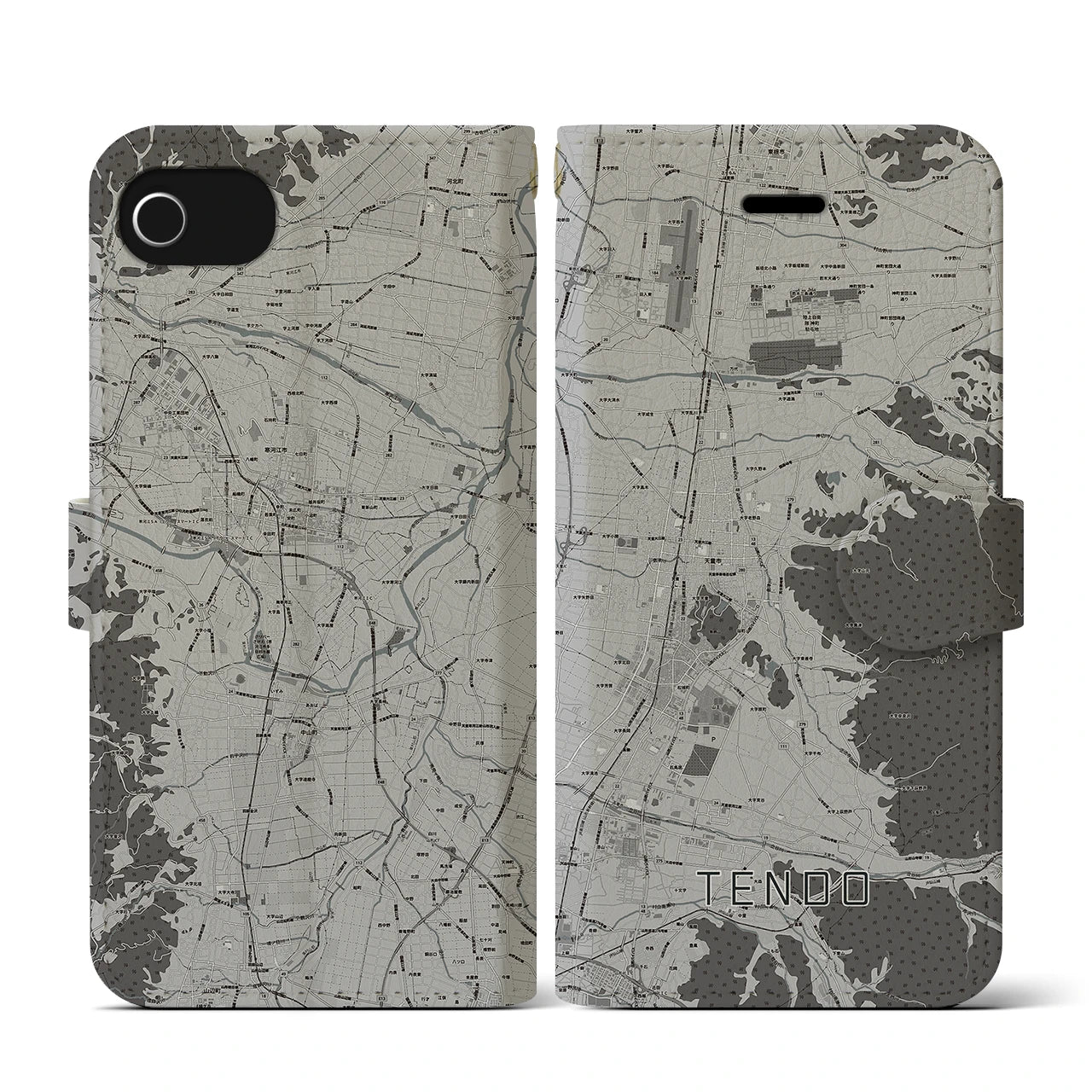 【天童(山形県)】地図柄iPhoneケース(手帳タイプ)