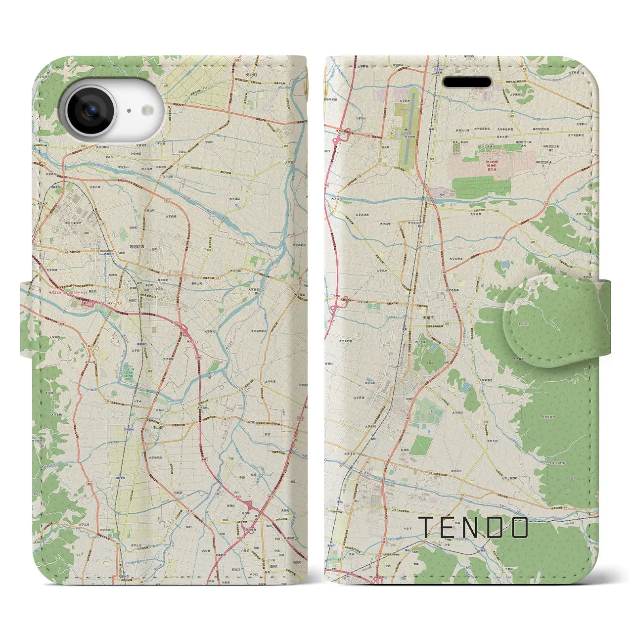 【天童(山形県)】地図柄iPhoneケース(手帳タイプ)