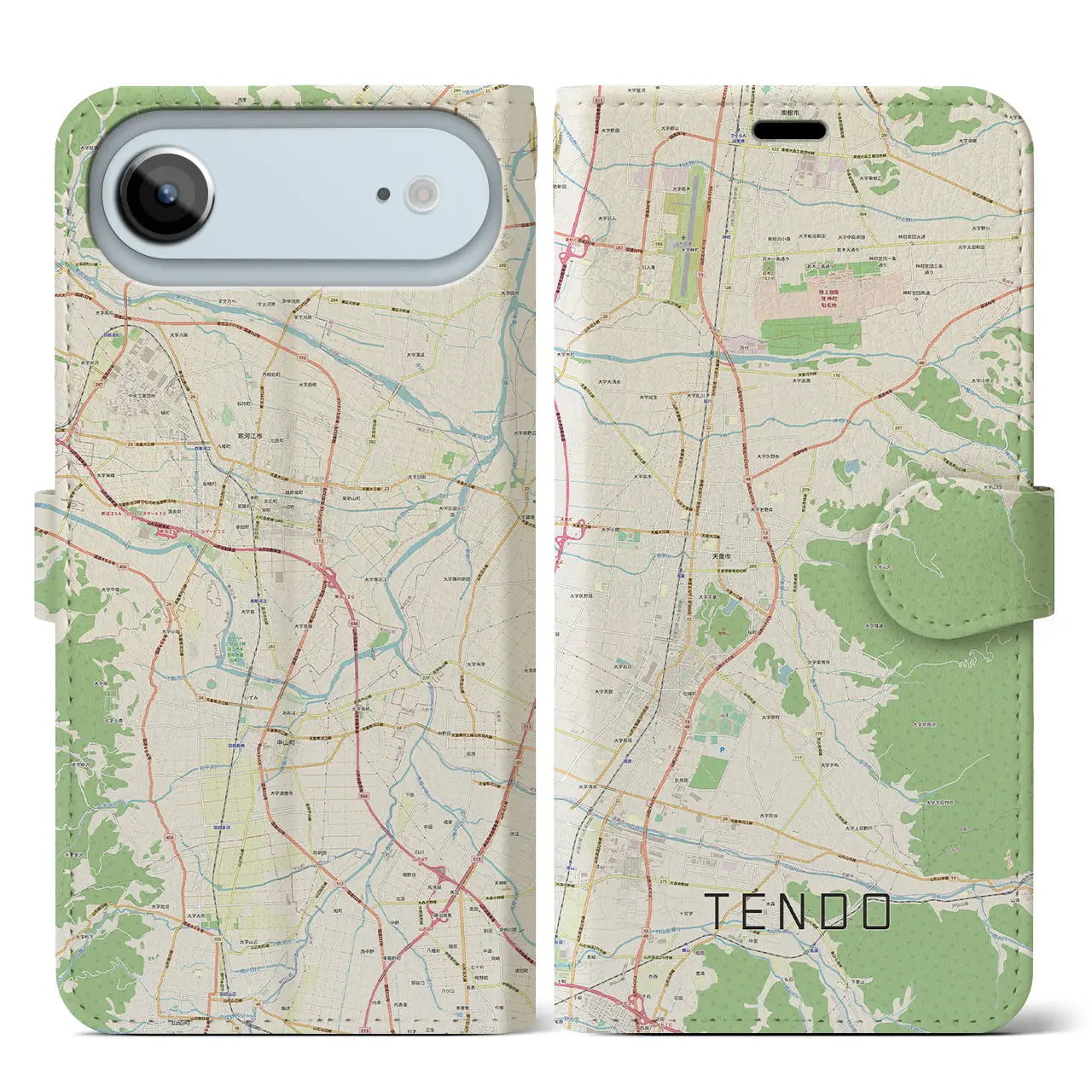 【天童(山形県)】地図柄iPhoneケース(手帳タイプ)