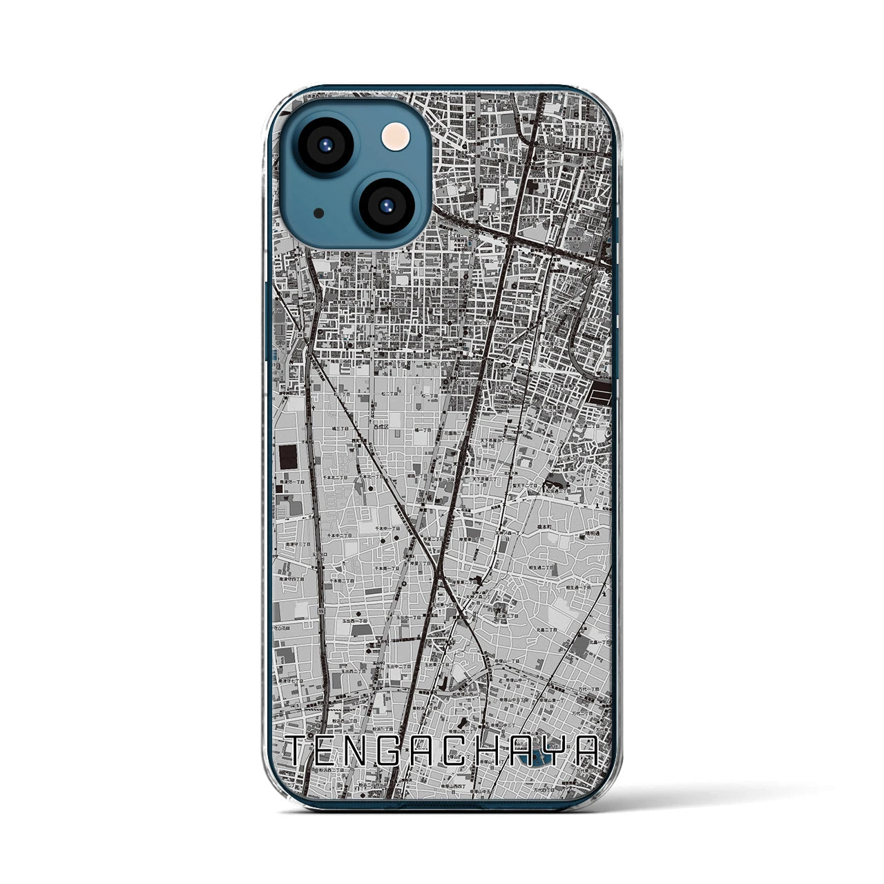 【天下茶屋(大阪府)】地図柄iPhoneケース(クリアタイプ)