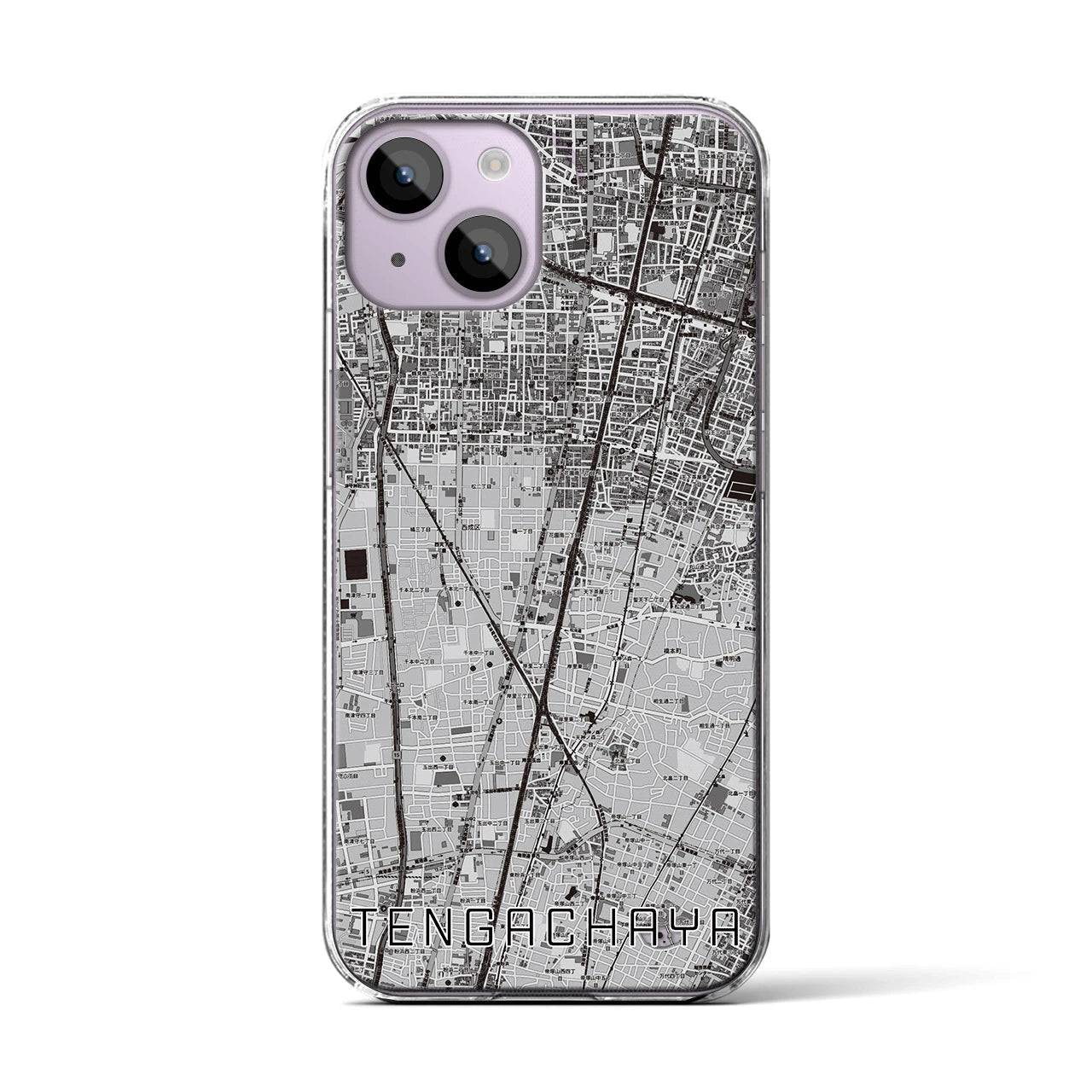 【天下茶屋(大阪府)】地図柄iPhoneケース(クリアタイプ)