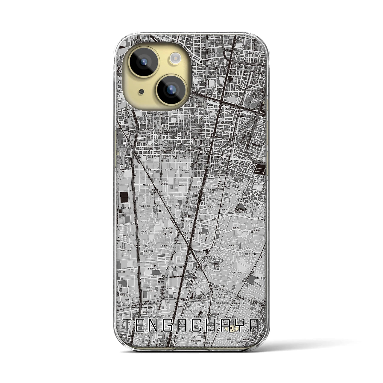 【天下茶屋(大阪府)】地図柄iPhoneケース(クリアタイプ)