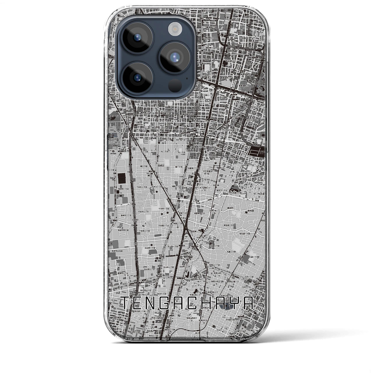 【天下茶屋(大阪府)】地図柄iPhoneケース(クリアタイプ)