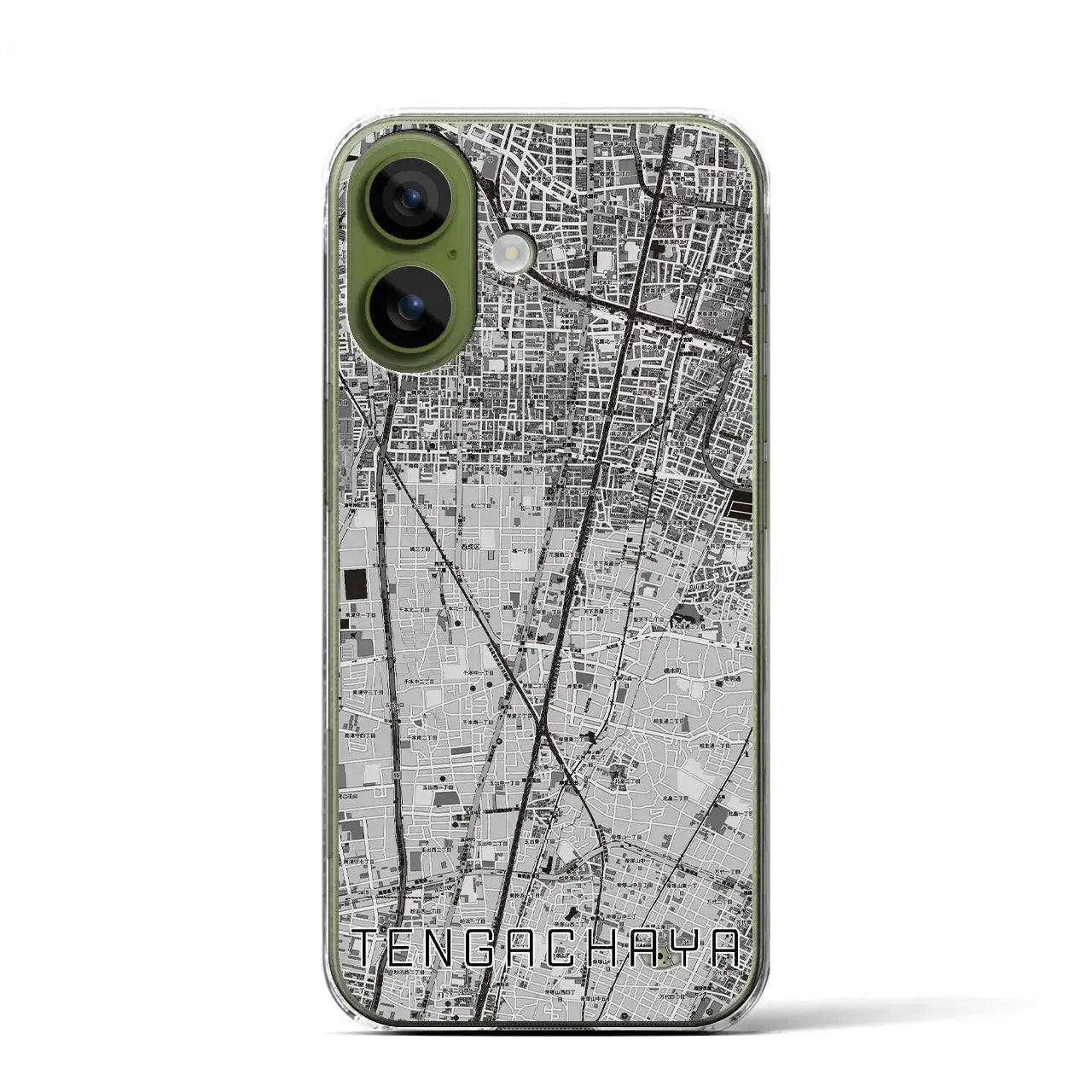 【天下茶屋(大阪府)】地図柄iPhoneケース(クリアタイプ)モノトーン・iPhone 17 Pro Max 用