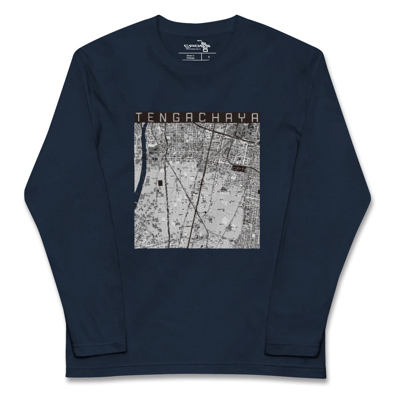 【天下茶屋(大阪府)】地図柄ロングスリーブTシャツ