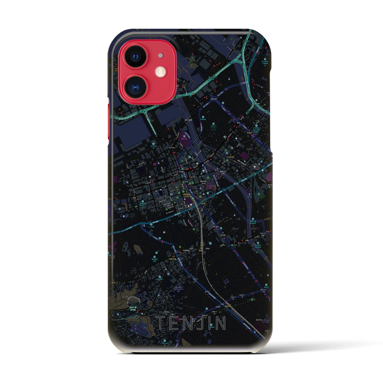 【天神(福岡県)】地図柄iPhoneケース(バックカバータイプ)