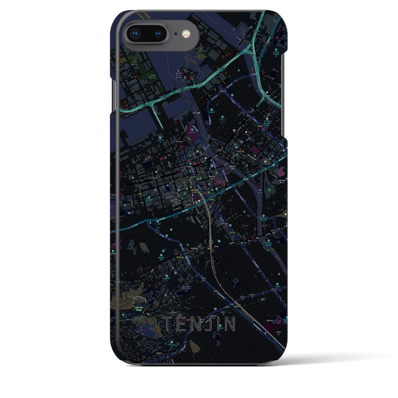 【天神(福岡県)】地図柄iPhoneケース(バックカバータイプ)