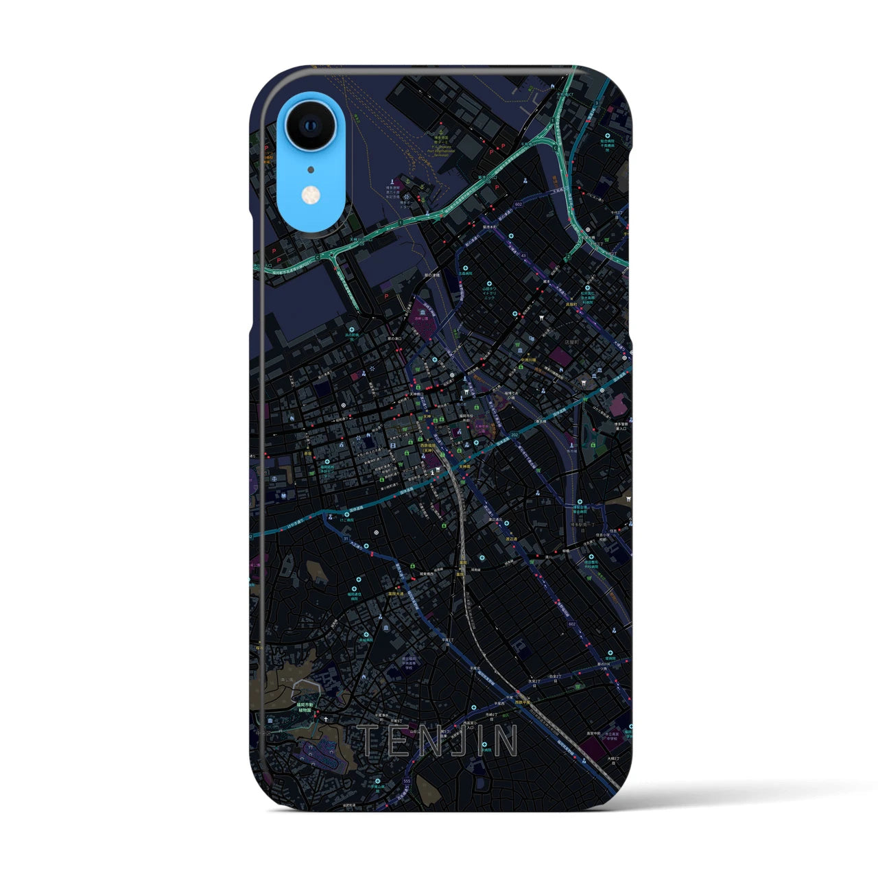 【天神(福岡県)】地図柄iPhoneケース(バックカバータイプ)