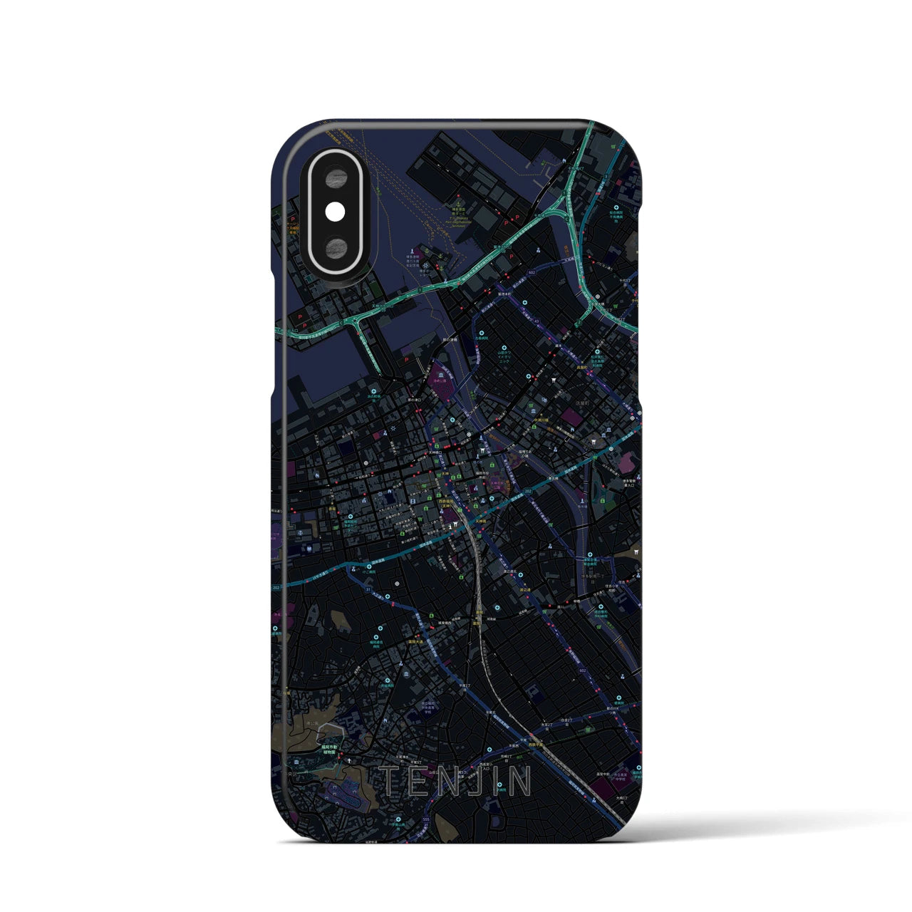 【天神(福岡県)】地図柄iPhoneケース(バックカバータイプ)