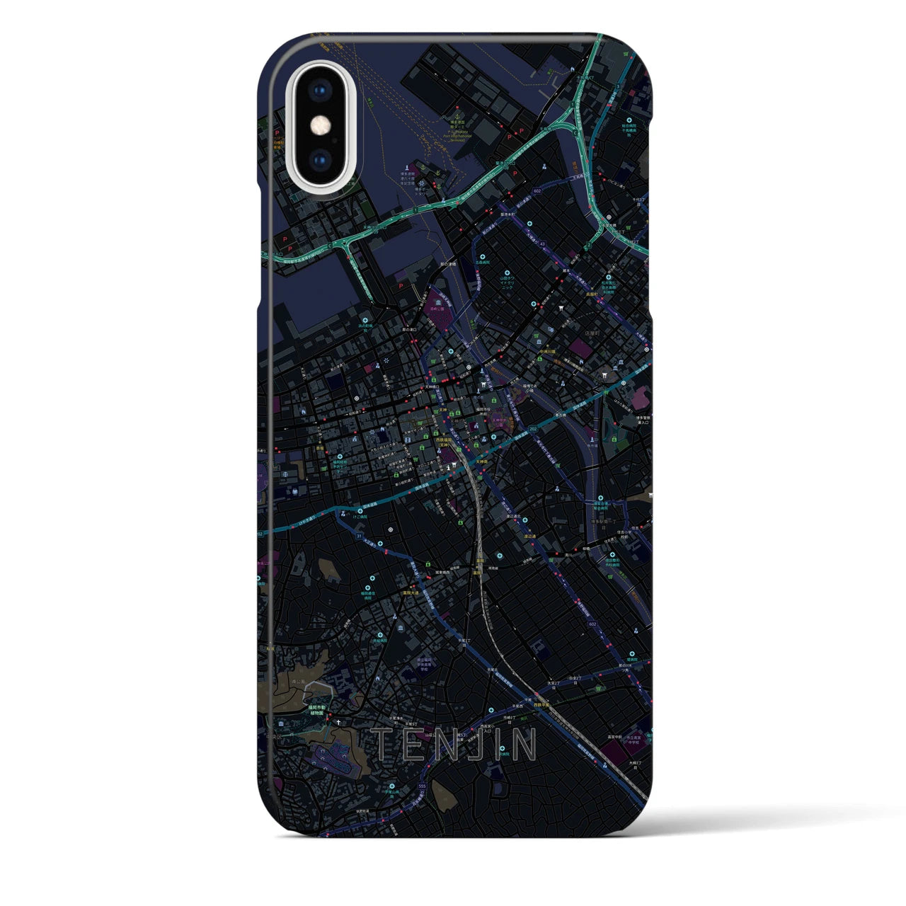 【天神(福岡県)】地図柄iPhoneケース(バックカバータイプ)