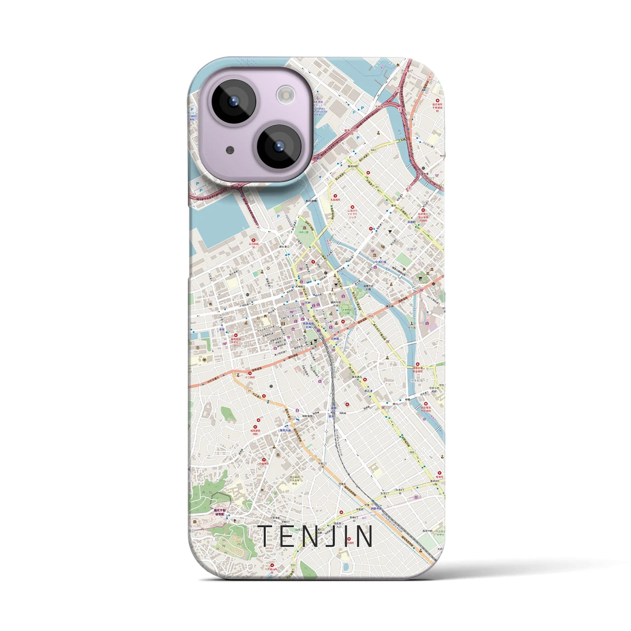 【天神(福岡県)】地図柄iPhoneケース(バックカバータイプ)