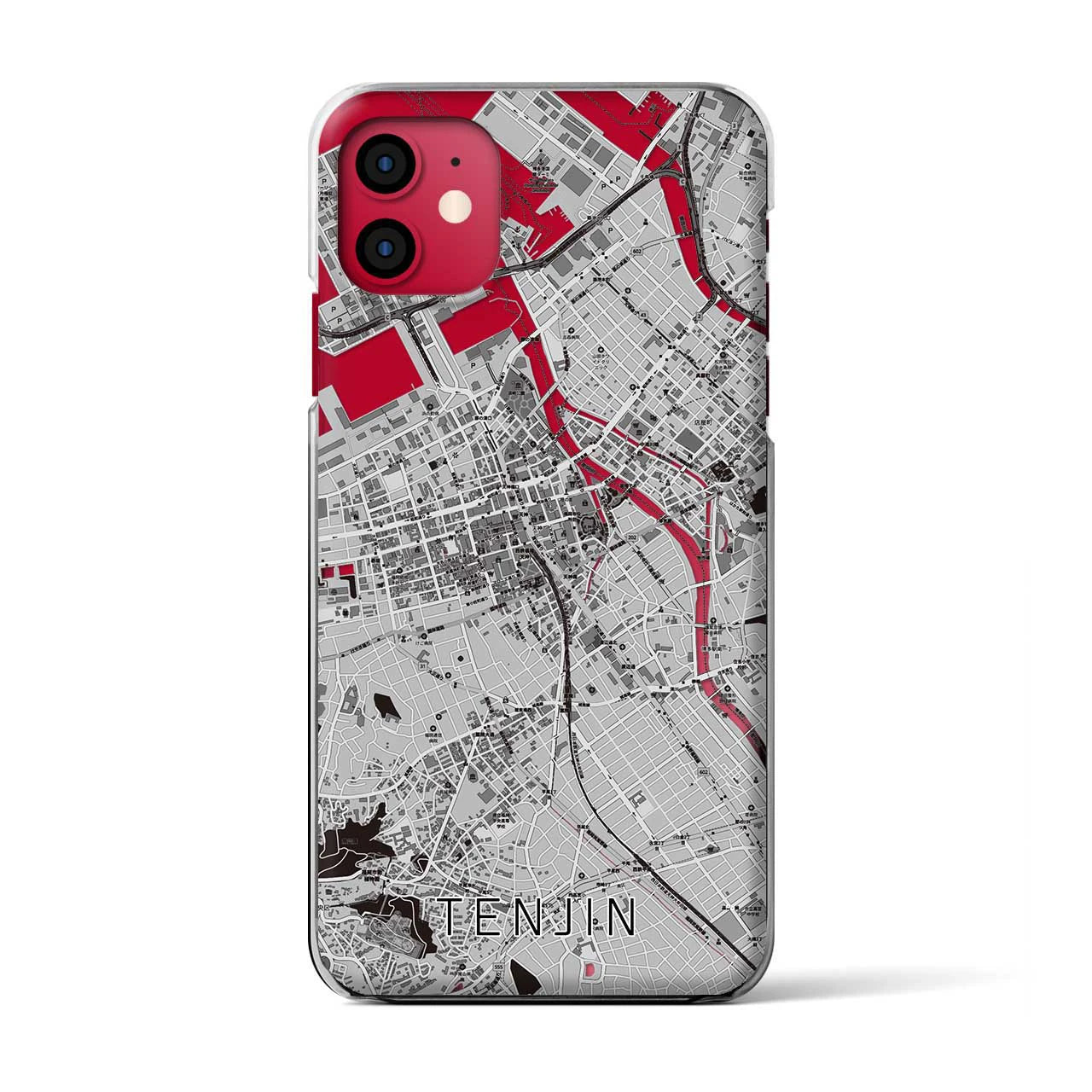 【天神(福岡県)】地図柄iPhoneケース(クリアタイプ)