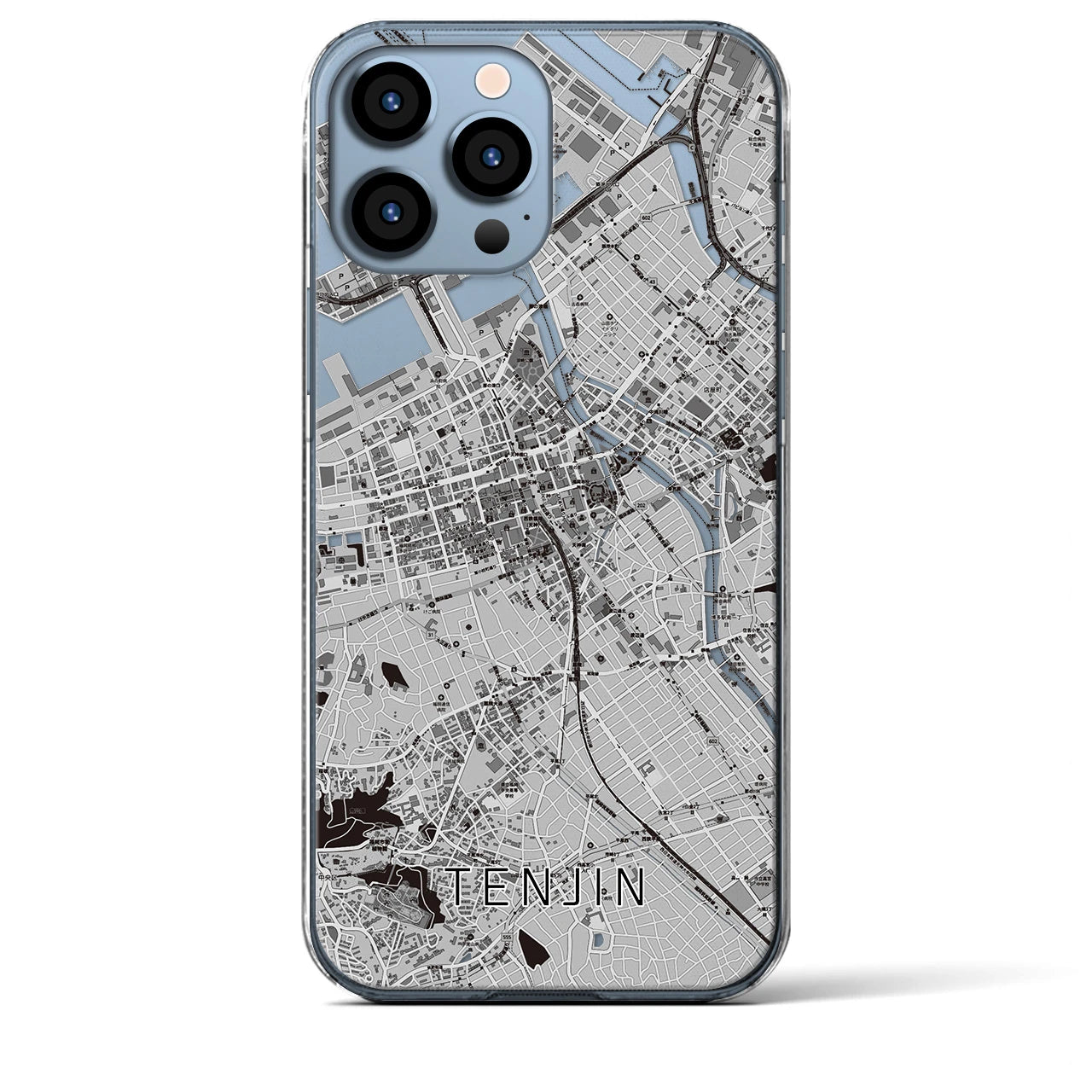 【天神(福岡県)】地図柄iPhoneケース(クリアタイプ)