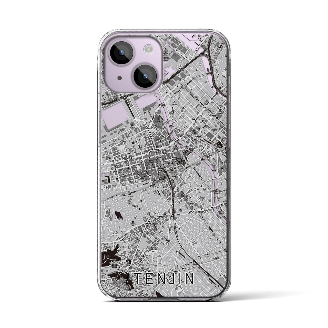 【天神(福岡県)】地図柄iPhoneケース(クリアタイプ)