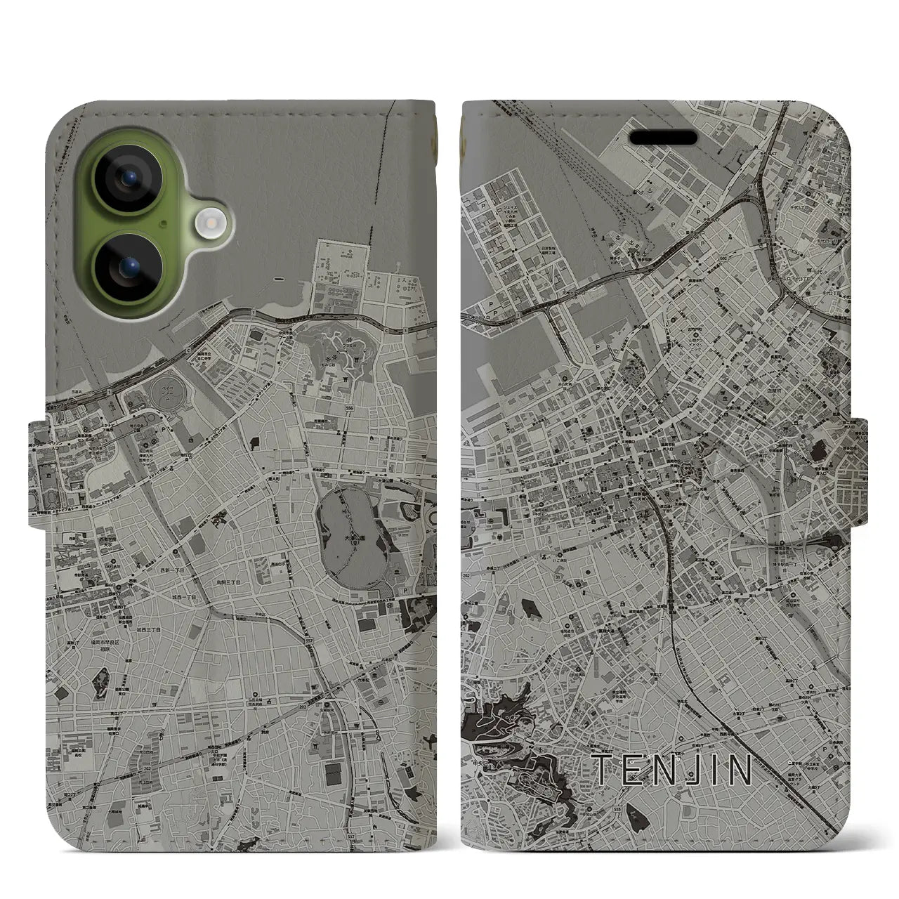 【天神(福岡県)】地図柄iPhoneケース(手帳タイプ)