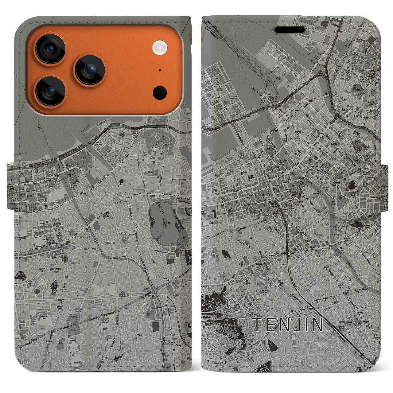 【天神(福岡県)】地図柄iPhoneケース(手帳タイプ)