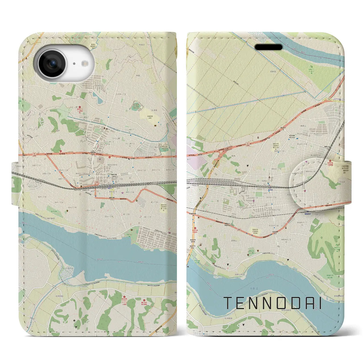 【天王台(千葉県)】地図柄iPhoneケース(手帳タイプ)