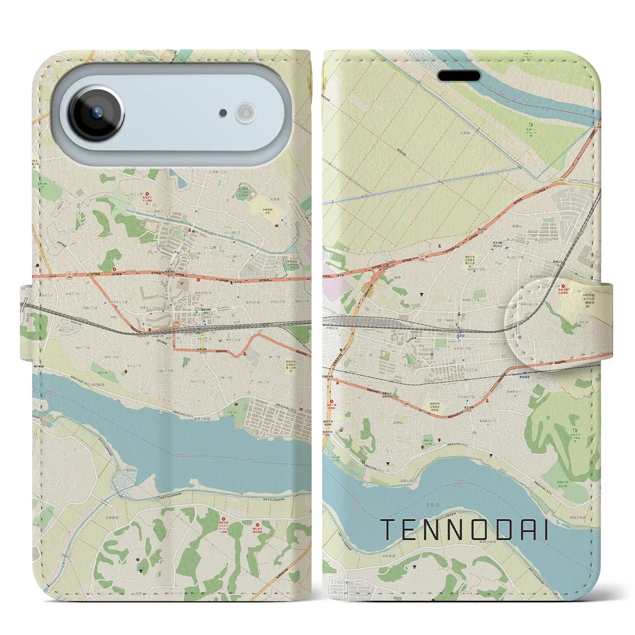 【天王台(千葉県)】地図柄iPhoneケース(手帳タイプ)