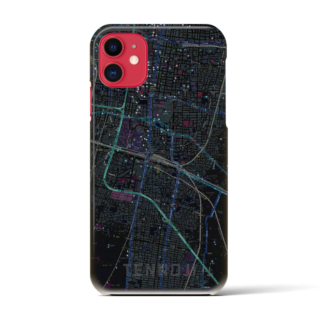 【天王寺(大阪府)】地図柄iPhoneケース(バックカバータイプ)