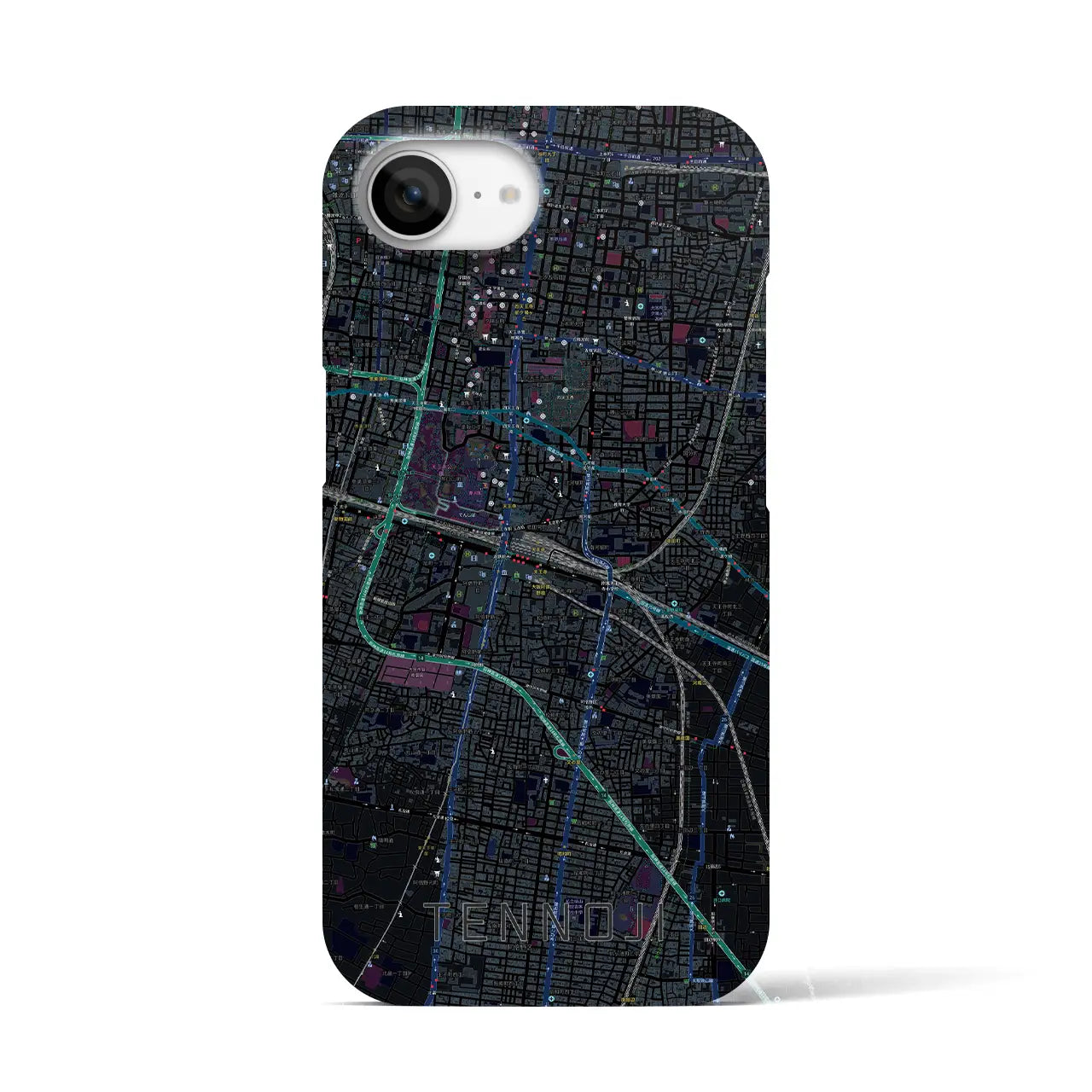 【天王寺(大阪府)】地図柄iPhoneケース(バックカバータイプ)