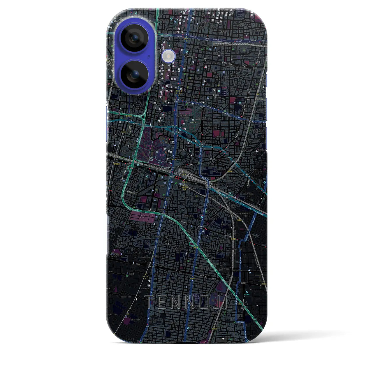 【天王寺(大阪府)】地図柄iPhoneケース(バックカバータイプ)