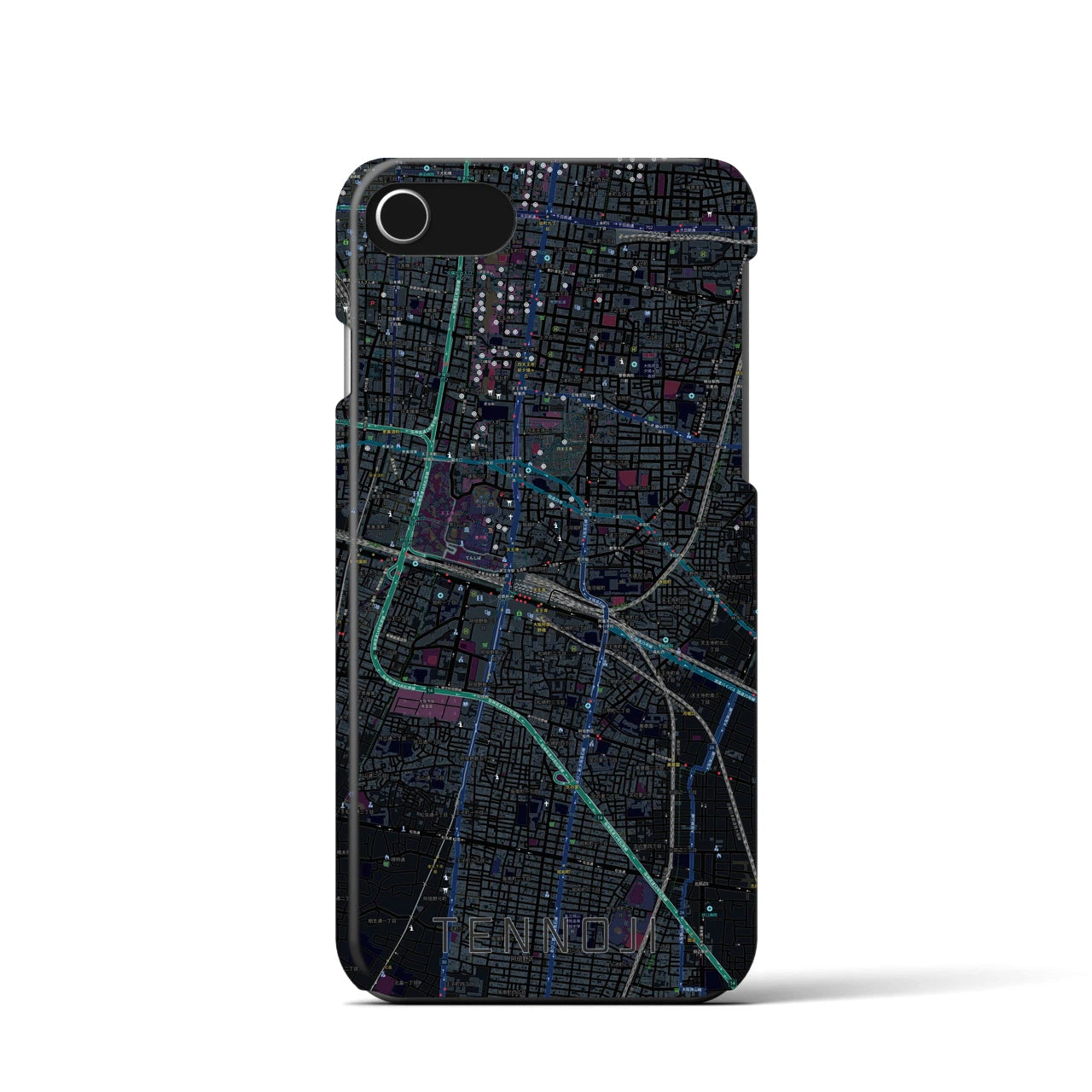 【天王寺(大阪府)】地図柄iPhoneケース(バックカバータイプ)
