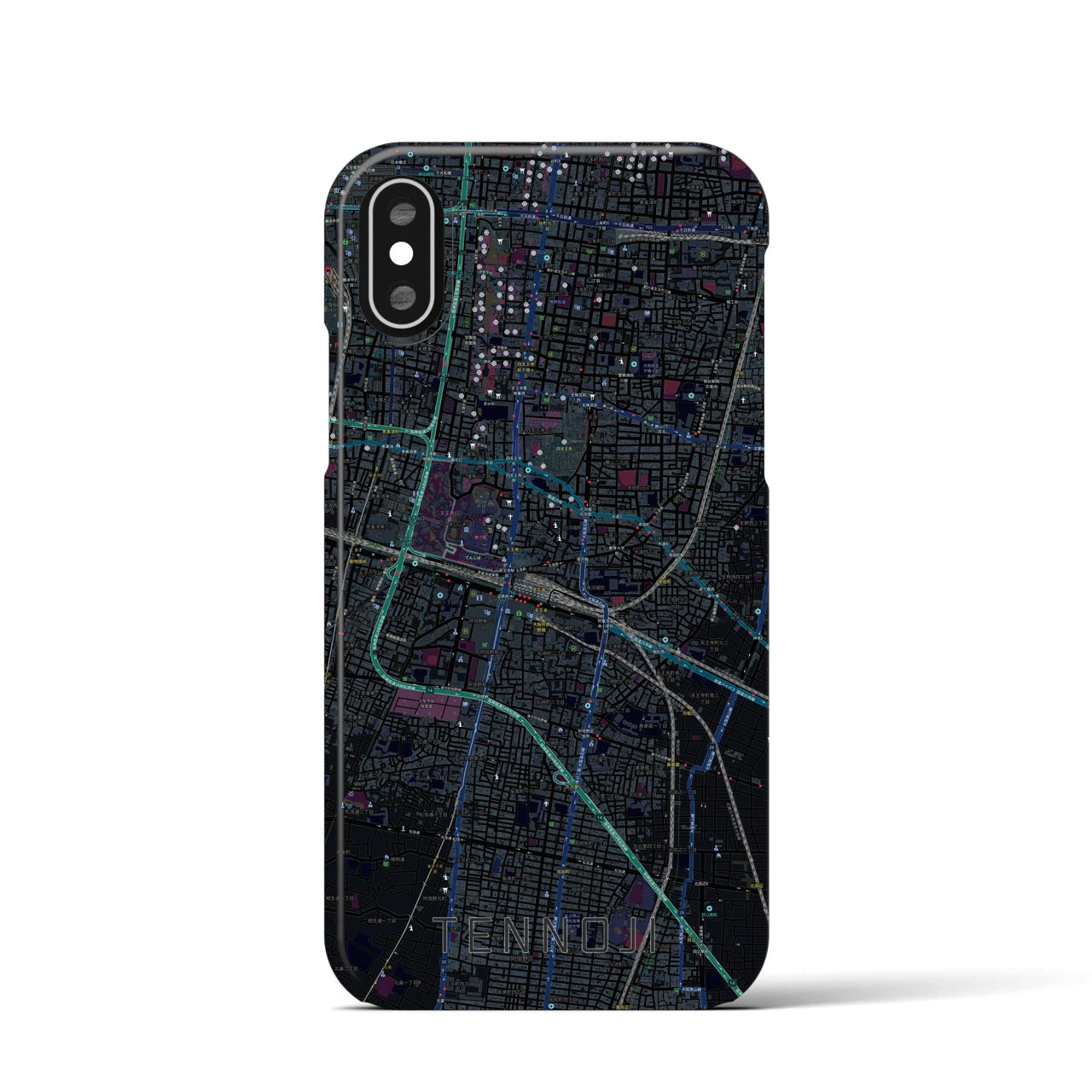 【天王寺(大阪府)】地図柄iPhoneケース(バックカバータイプ)