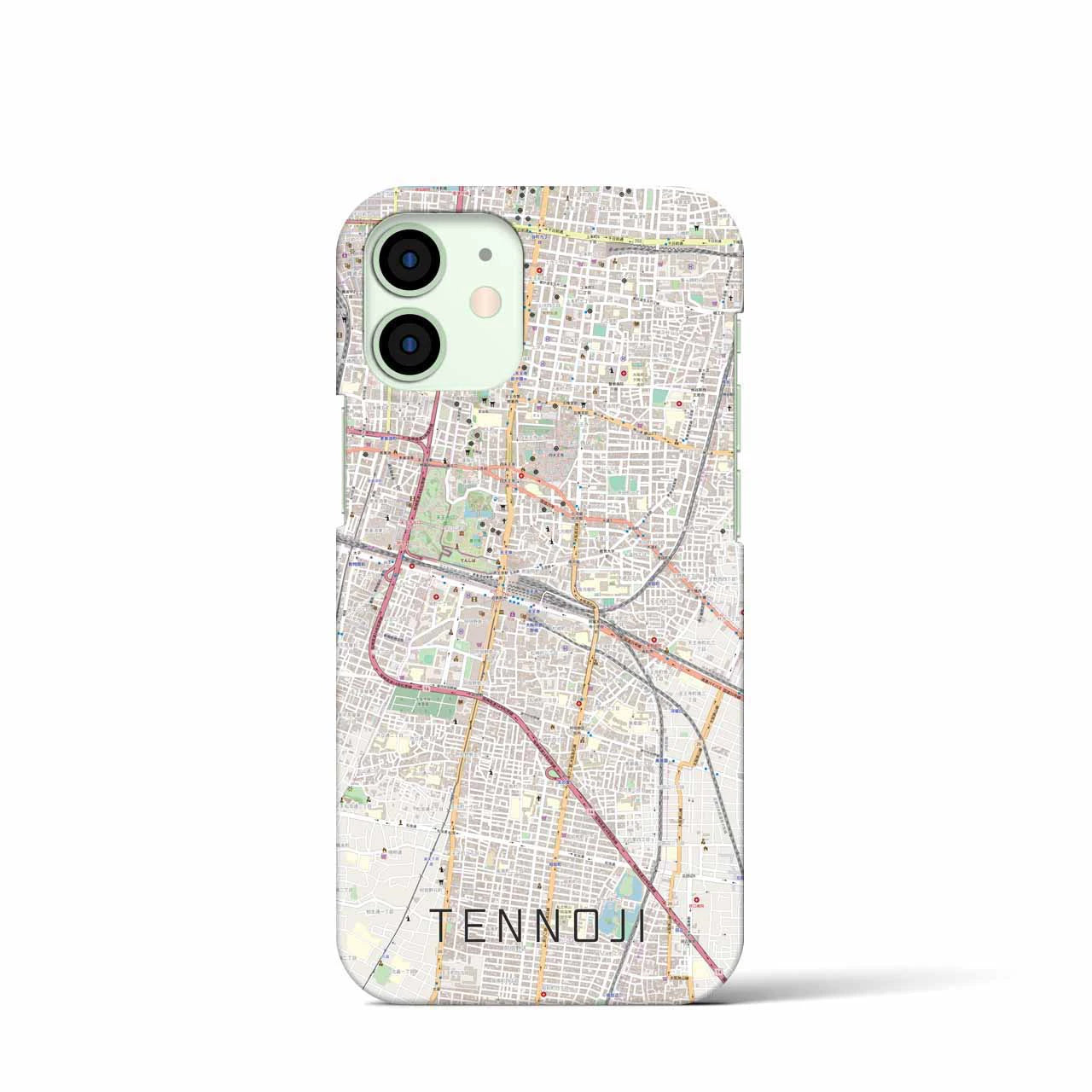 【天王寺(大阪府)】地図柄iPhoneケース(バックカバータイプ)ナチュラル・iPhone 12 mini 用