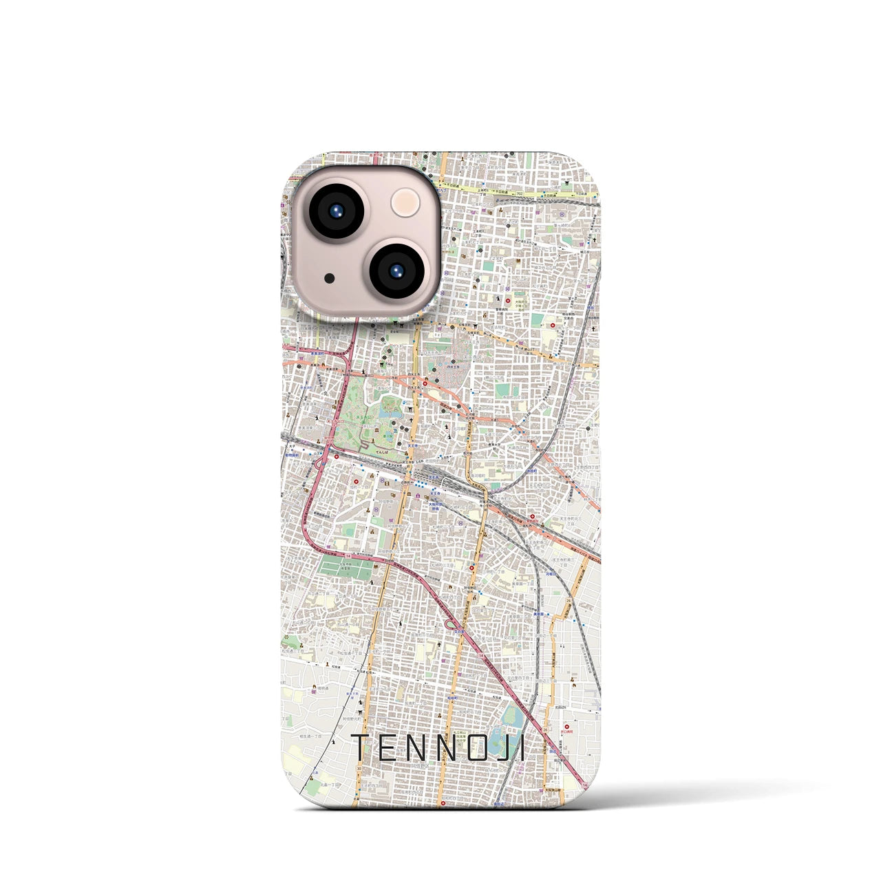 【天王寺(大阪府)】地図柄iPhoneケース(バックカバータイプ)