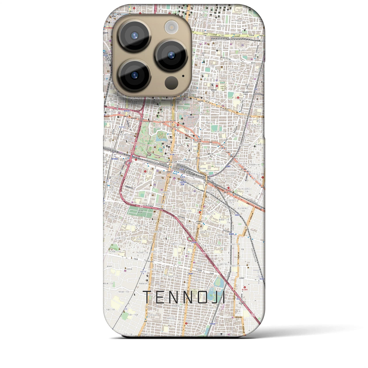 【天王寺(大阪府)】地図柄iPhoneケース(バックカバータイプ)
