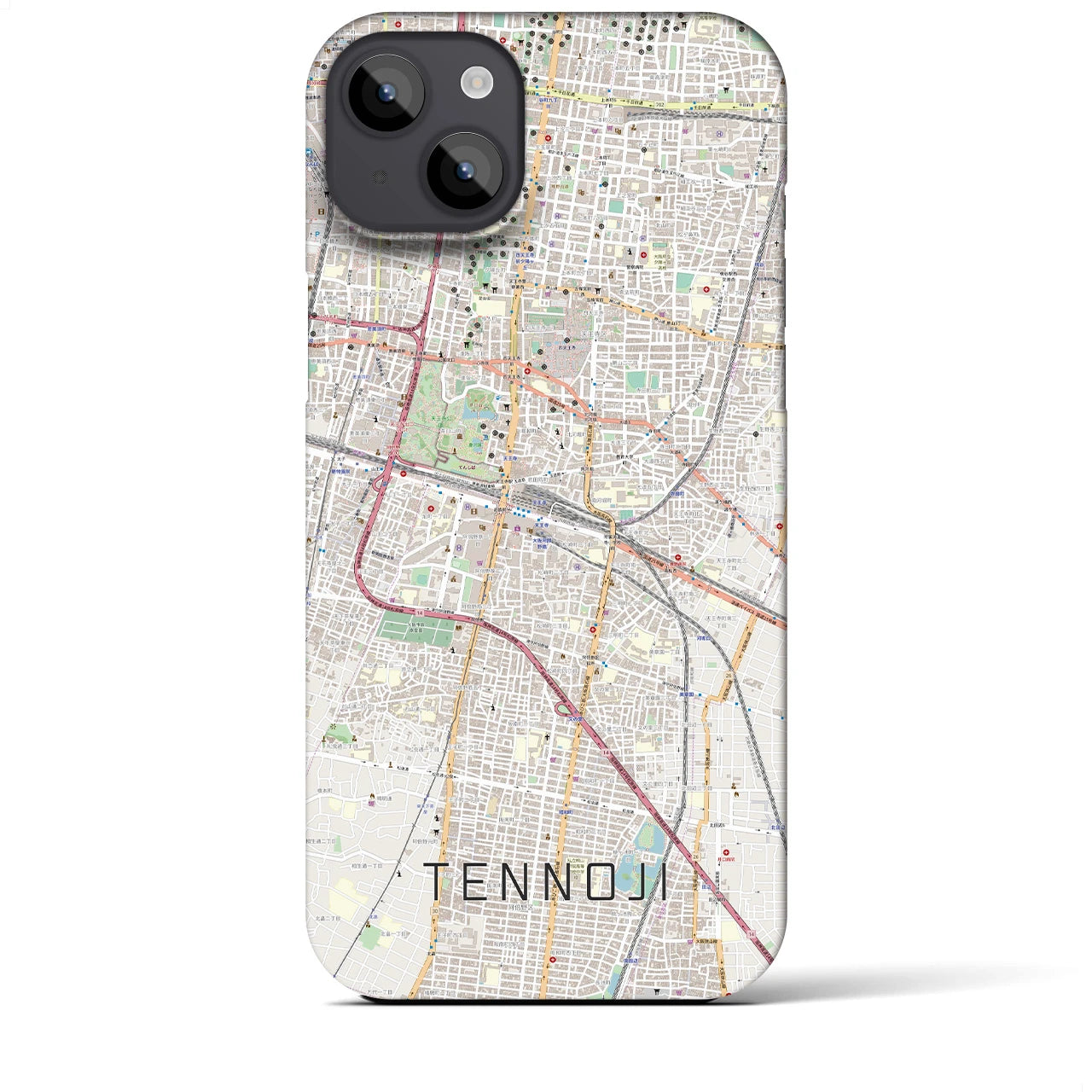 【天王寺(大阪府)】地図柄iPhoneケース(バックカバータイプ)