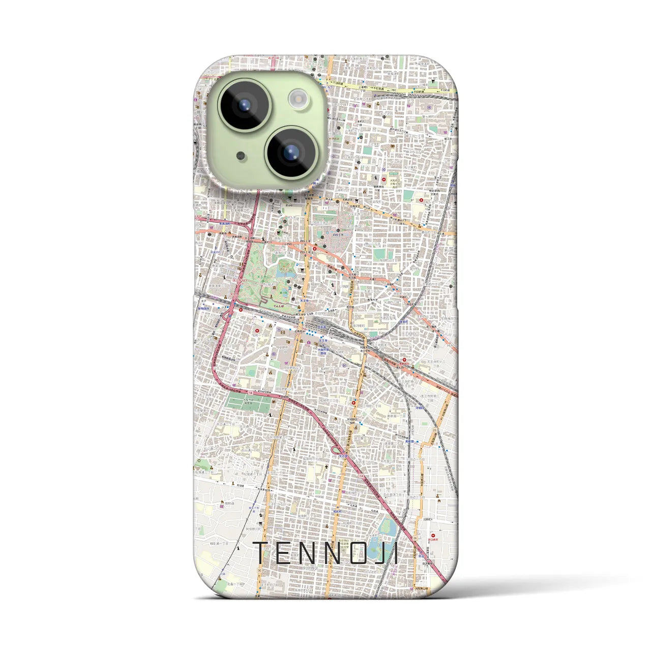 【天王寺(大阪府)】地図柄iPhoneケース(バックカバータイプ)