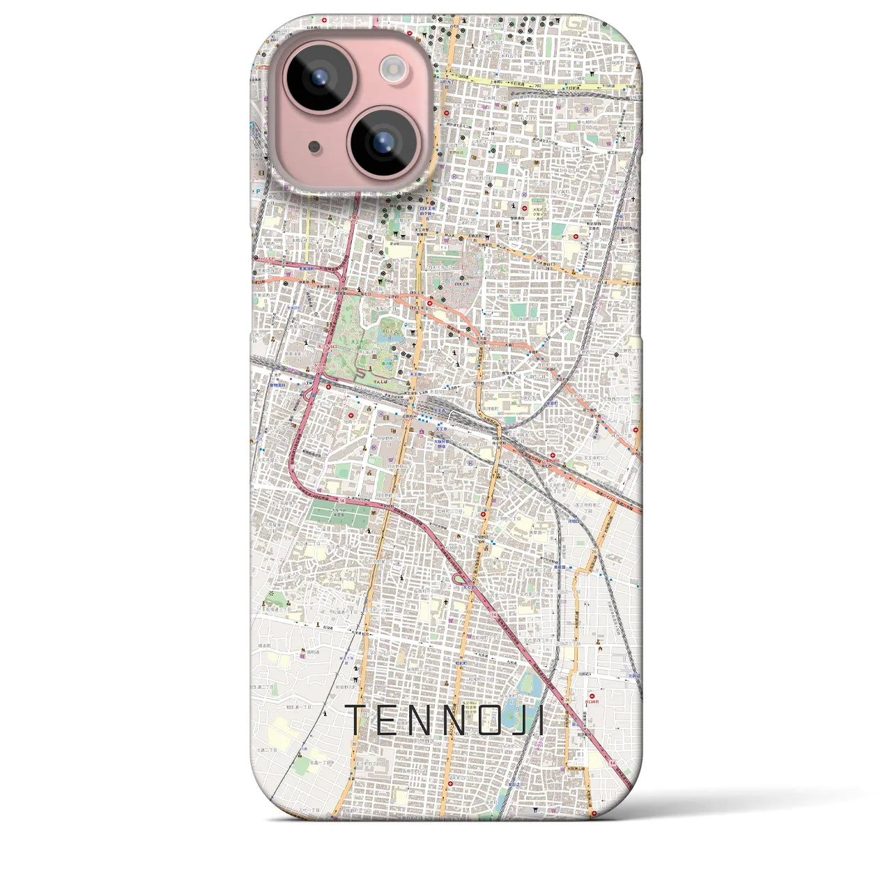 【天王寺(大阪府)】地図柄iPhoneケース(バックカバータイプ)