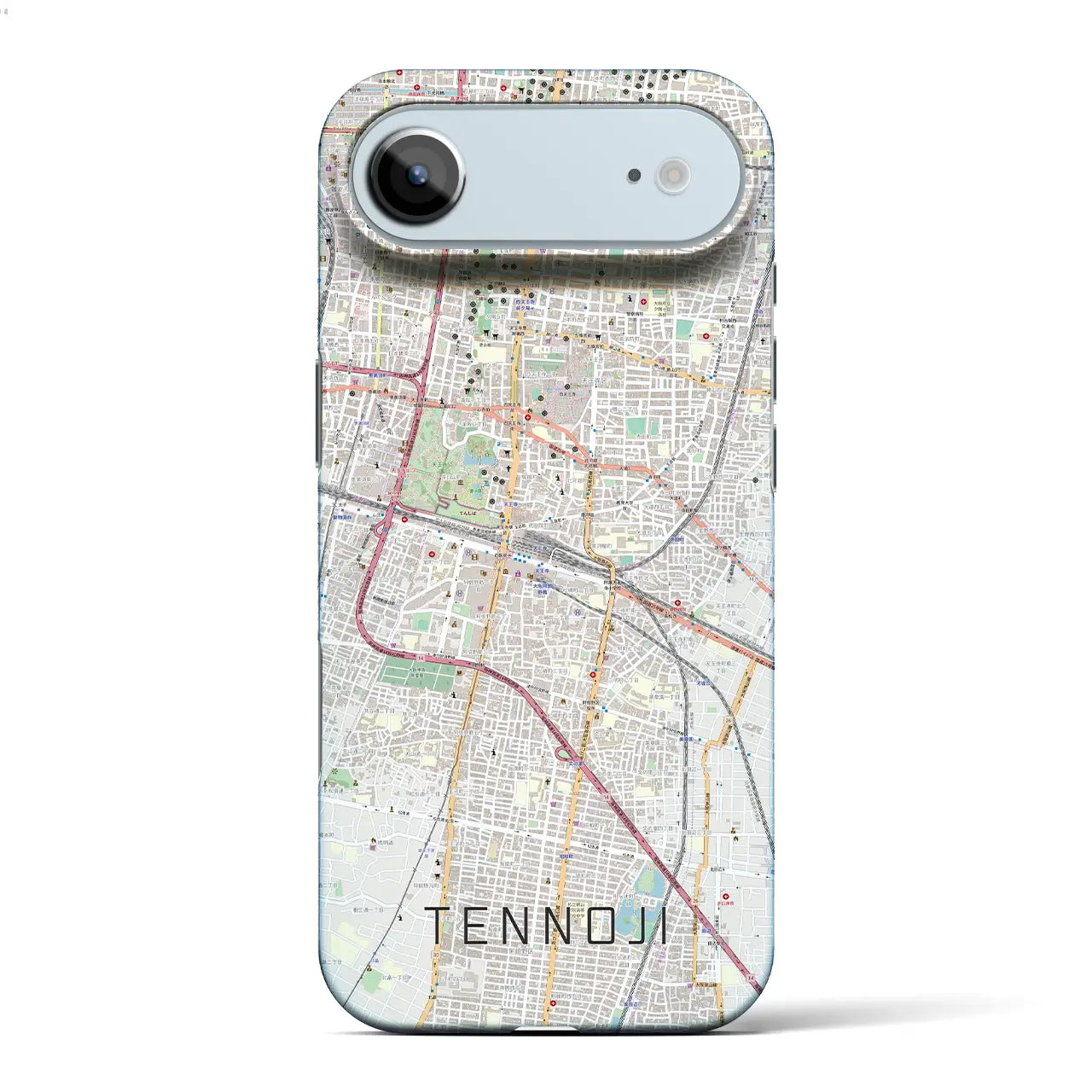 【天王寺(大阪府)】地図柄iPhoneケース(バックカバータイプ)ブラック・iPhone 17 Pro Max 用