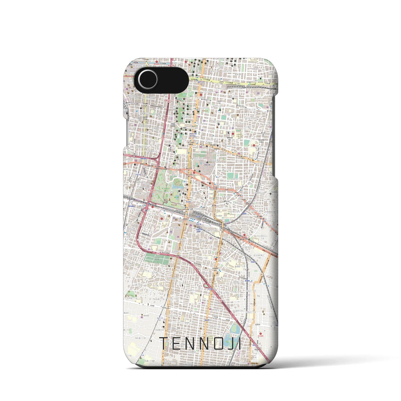 【天王寺(大阪府)】地図柄iPhoneケース(バックカバータイプ)