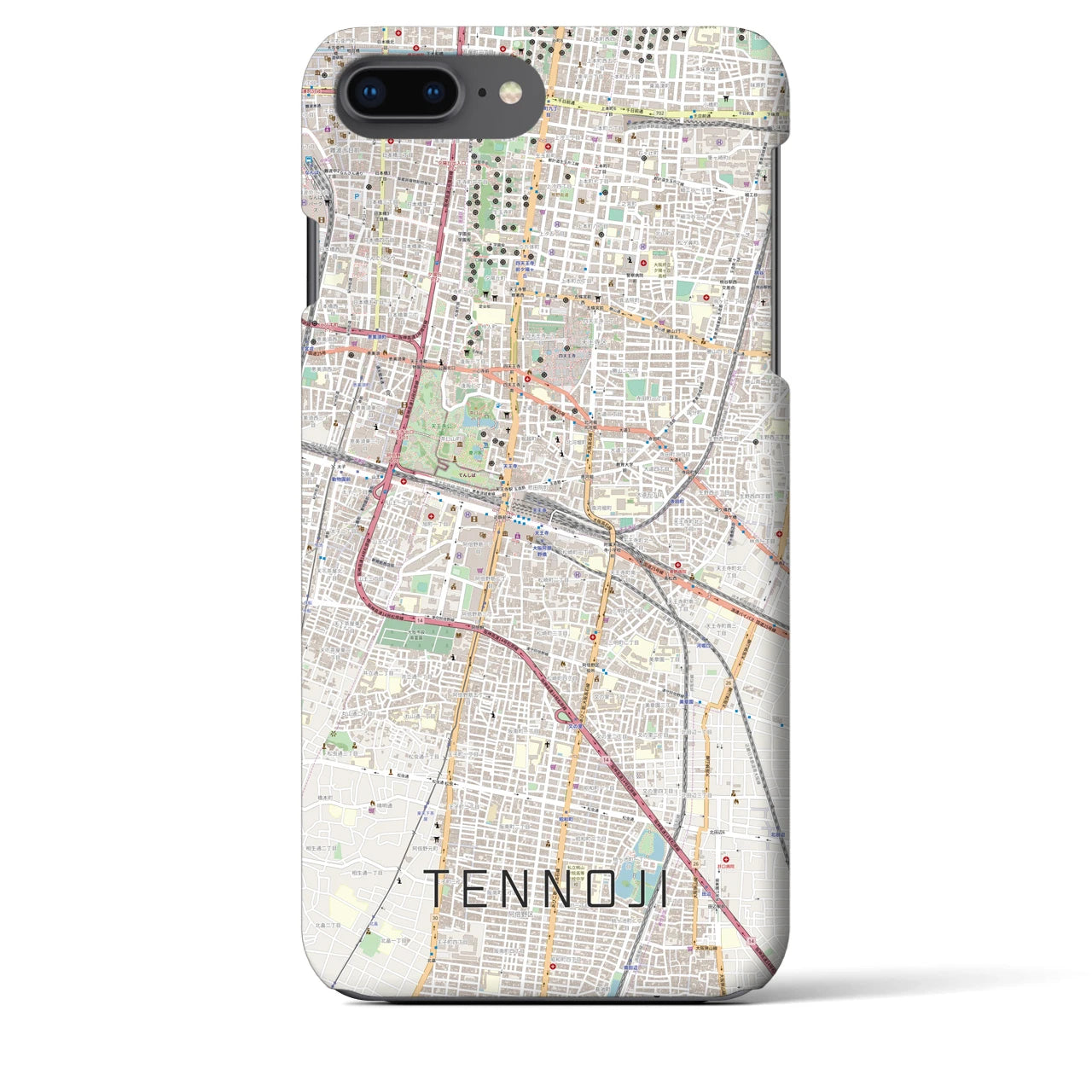 【天王寺(大阪府)】地図柄iPhoneケース(バックカバータイプ)