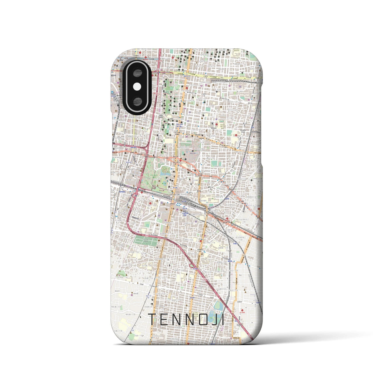 【天王寺(大阪府)】地図柄iPhoneケース(バックカバータイプ)