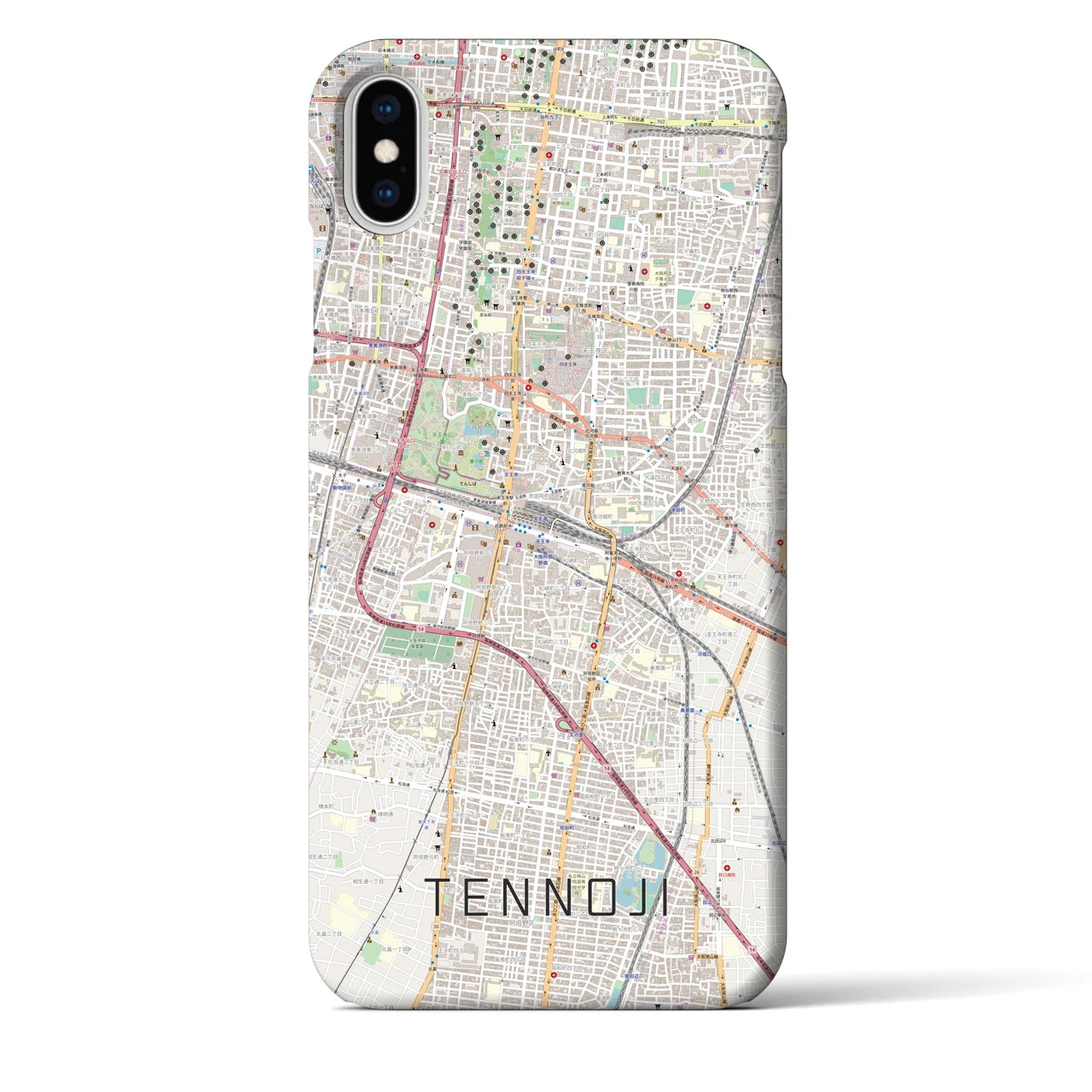 【天王寺(大阪府)】地図柄iPhoneケース(バックカバータイプ)