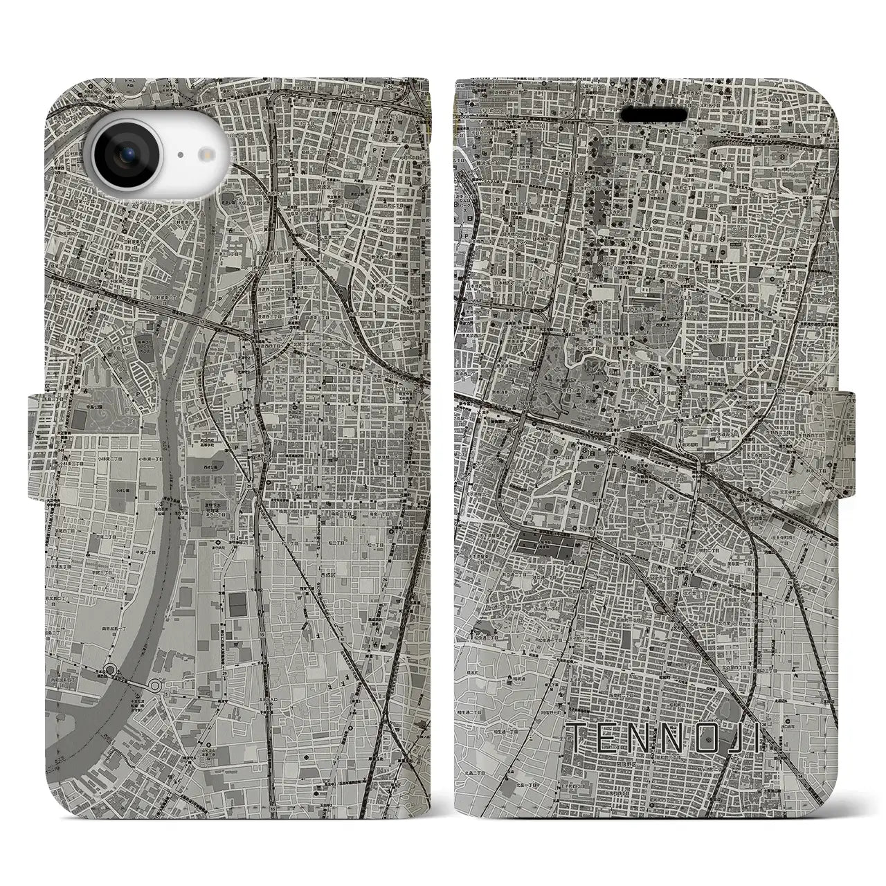 【天王寺(大阪府)】地図柄iPhoneケース(手帳タイプ)