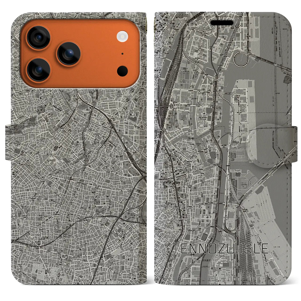 【天王洲アイル(東京都)】地図柄iPhoneケース(手帳タイプ)