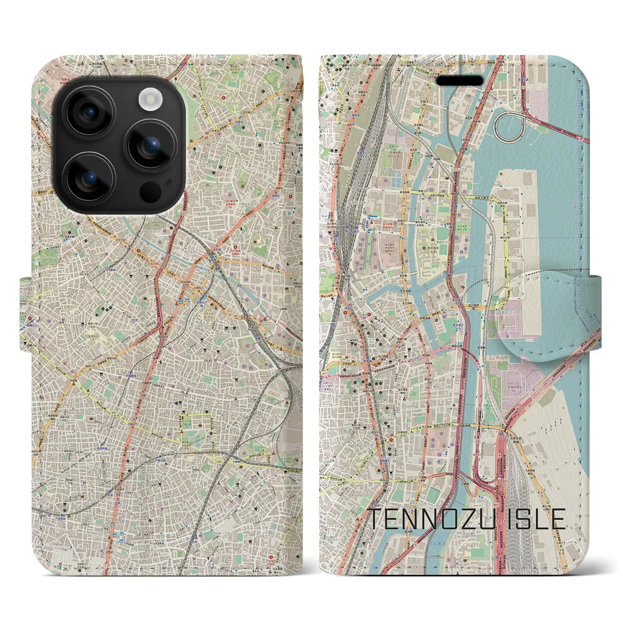 【天王洲アイル(東京都)】地図柄iPhoneケース(手帳タイプ)