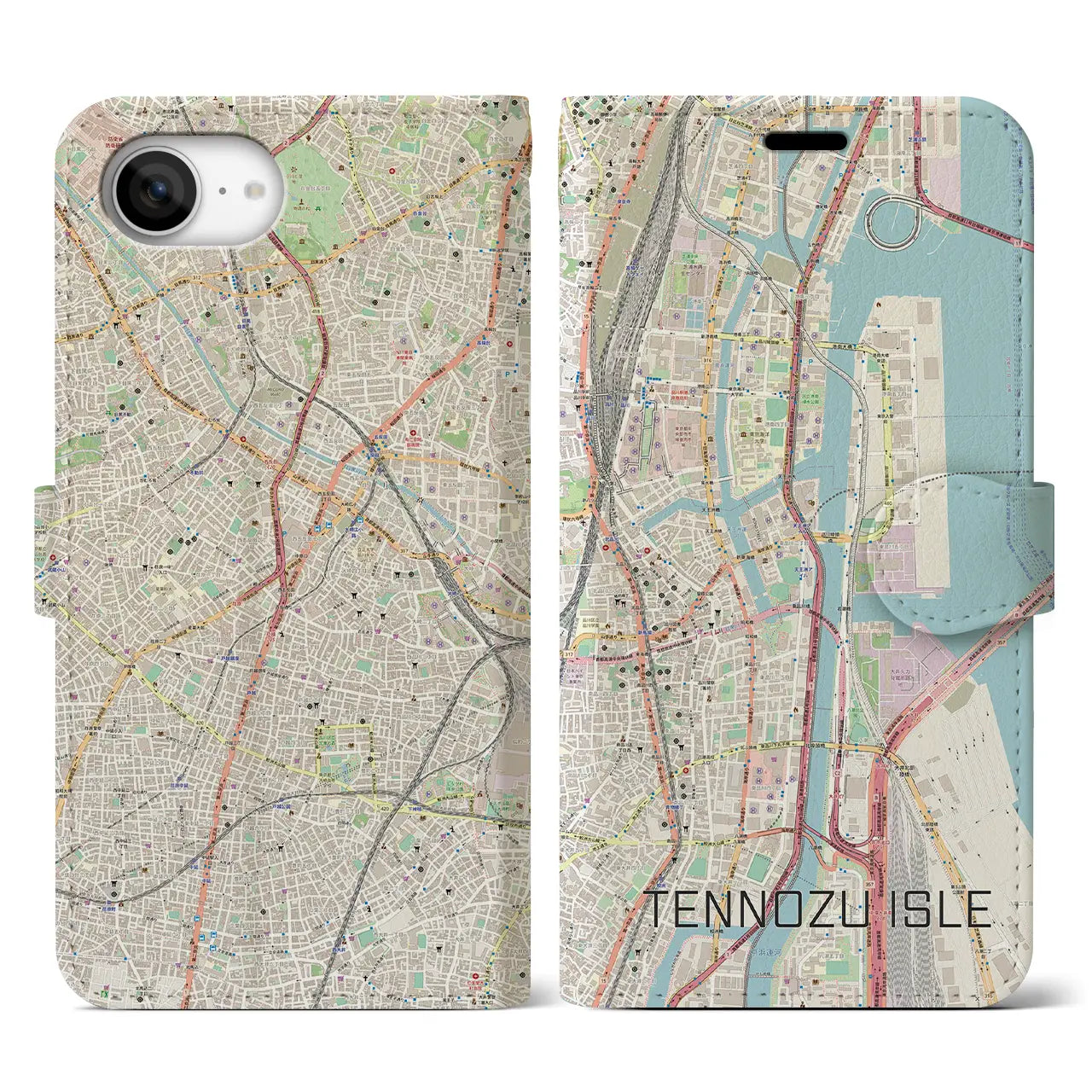 【天王洲アイル(東京都)】地図柄iPhoneケース(手帳タイプ)
