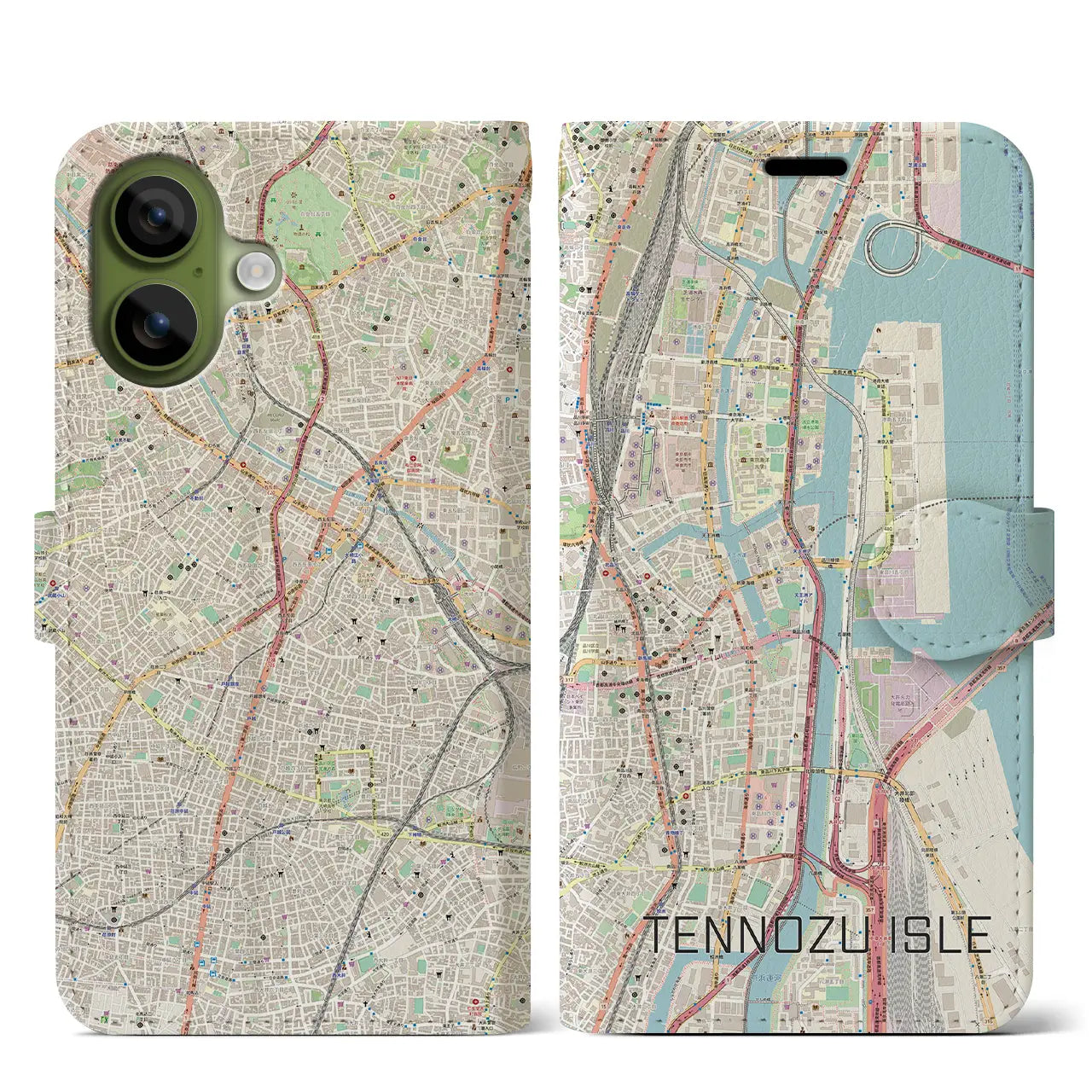 【天王洲アイル(東京都)】地図柄iPhoneケース(手帳タイプ)モノトーン・iPhone 17 Pro Max 用