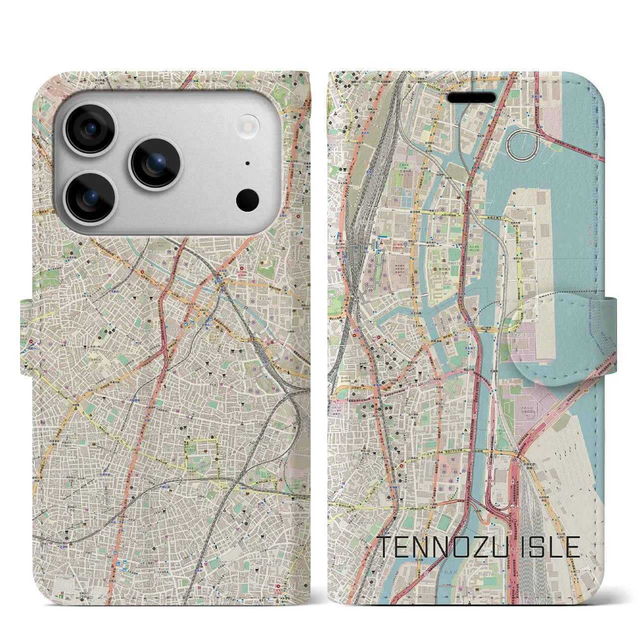【天王洲アイル(東京都)】地図柄iPhoneケース(手帳タイプ)